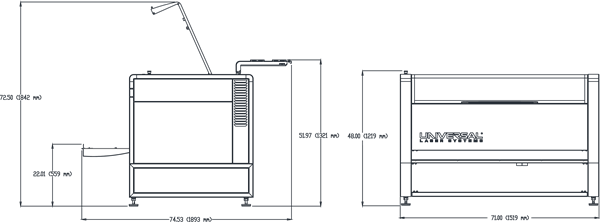 Universal Laser ULTRA R5000 Laser System Dimensions