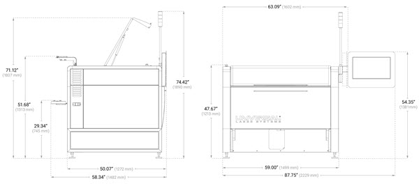 Universal Laser ULTRA R5000 Laser System Dimensions